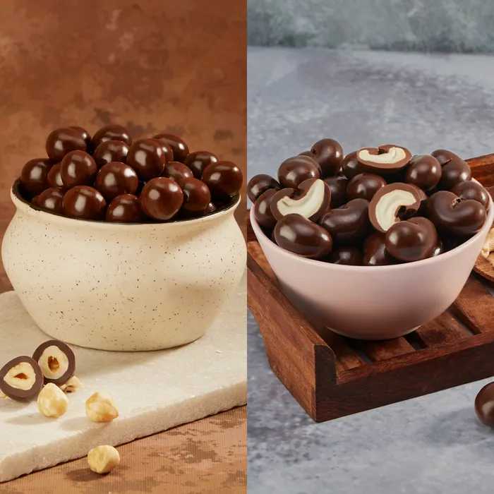 Gourmet Chocolate Hazelnuts & Cashews COMBO Jars