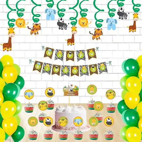 Baby Jungle Theme Swirls And Toppers Kit