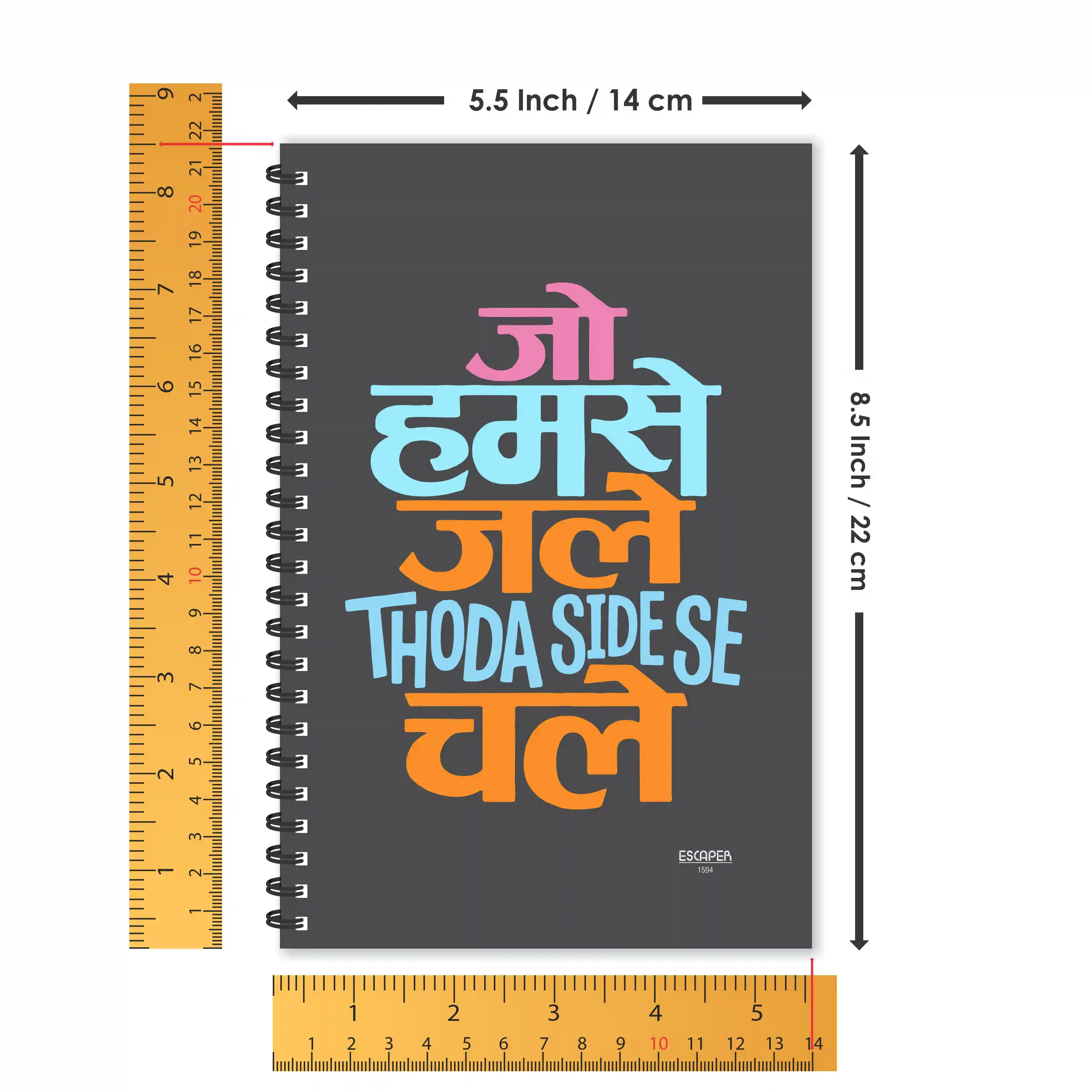 Jo Humse Jale Thoda Side Se Chale Hindi Quotes Ruled Diaries - Pack Of ...