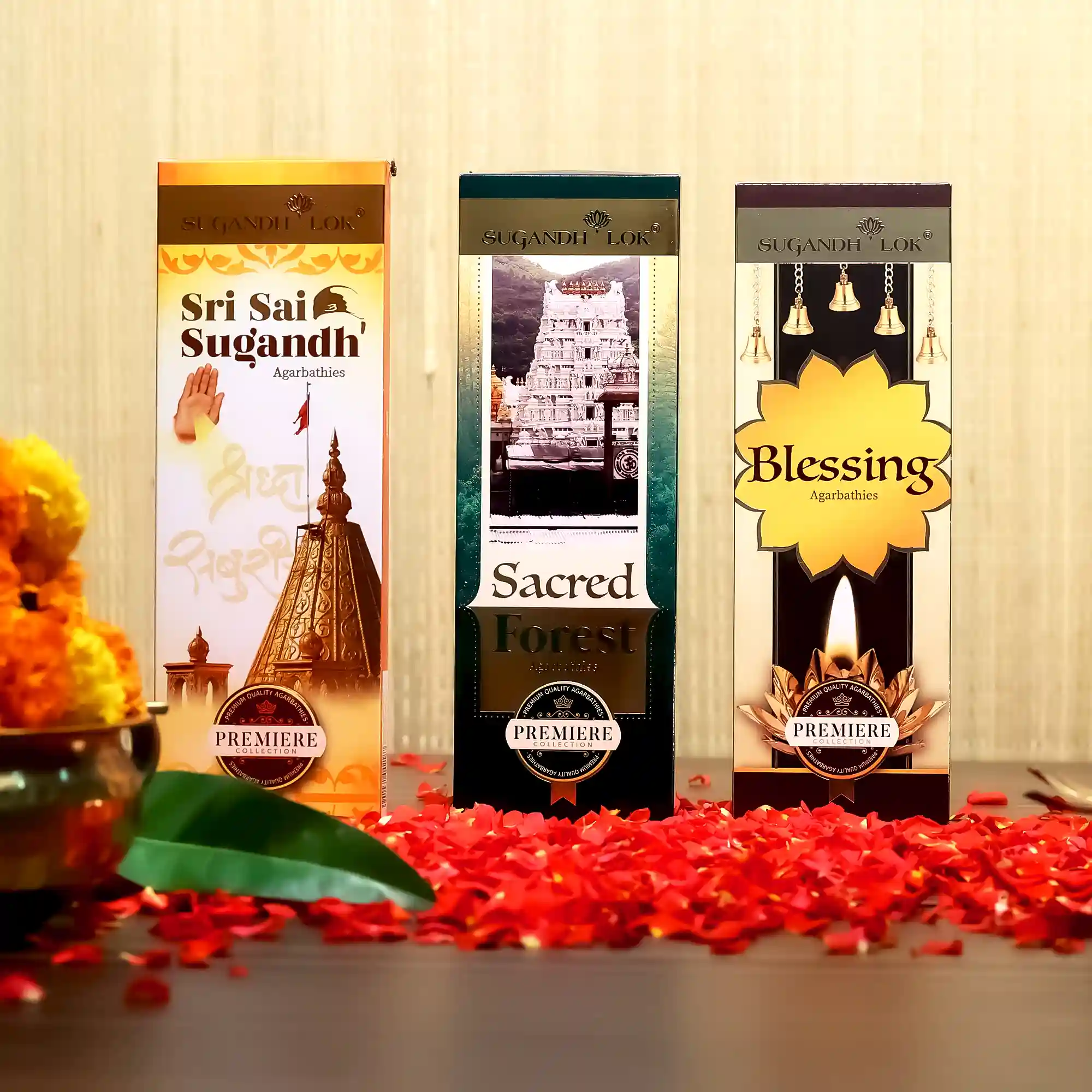 Premium Collection- Holy forest Incense Sticks | Fragrance - Blessing/Sacred forest/Sri Sai sugandh I Recycled Temple Flowers | Non-irritant Smoke - Pack of 3