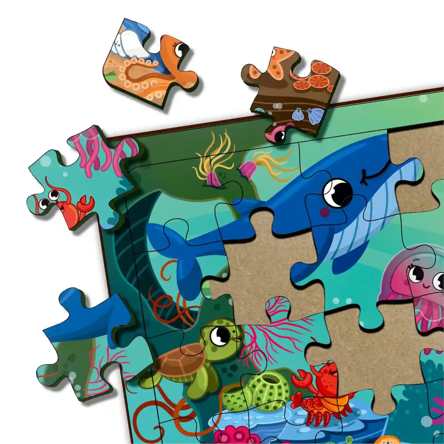 Mini Leaves Ocean Animals 35 pieces wooden Jigsaw Puzzles at Zoozle