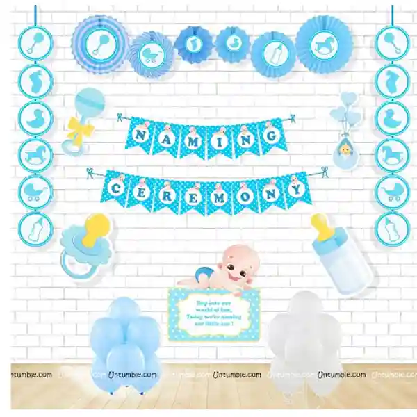 Untumble Naming Ceremony Decoration Kit For Boy - 54 Piece