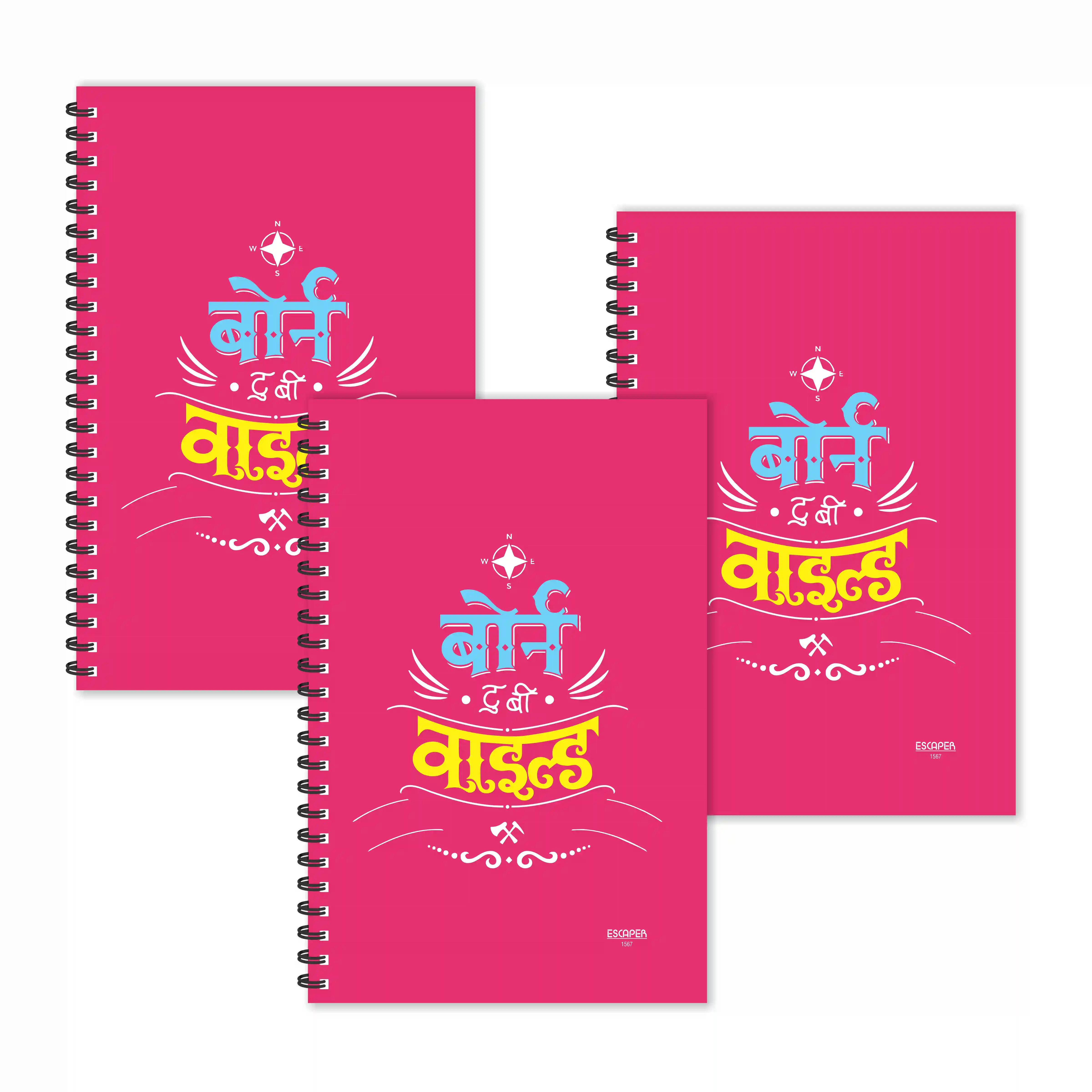 Born To Be Wild Hindi Quotes Ruled Diaries - Pack Of 3