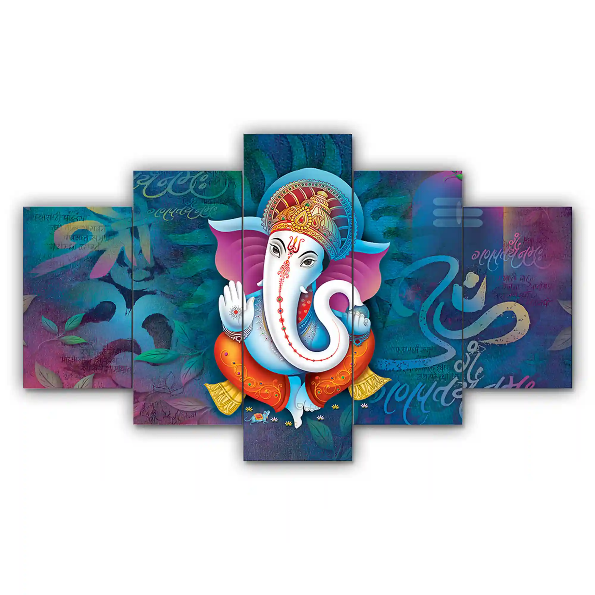 Ganesh Ji Wall Painting For Home Decoration Pack of 5 (119.5 x 60 Cm)- Pattern 132