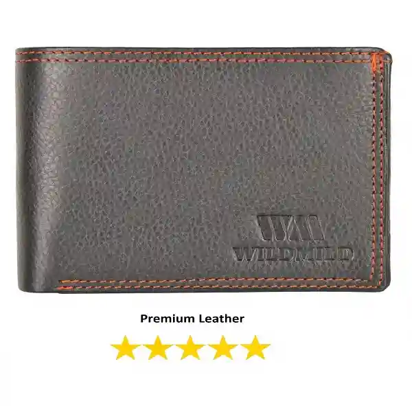 Wildmild Men’s Leather Black & Orange Wallet