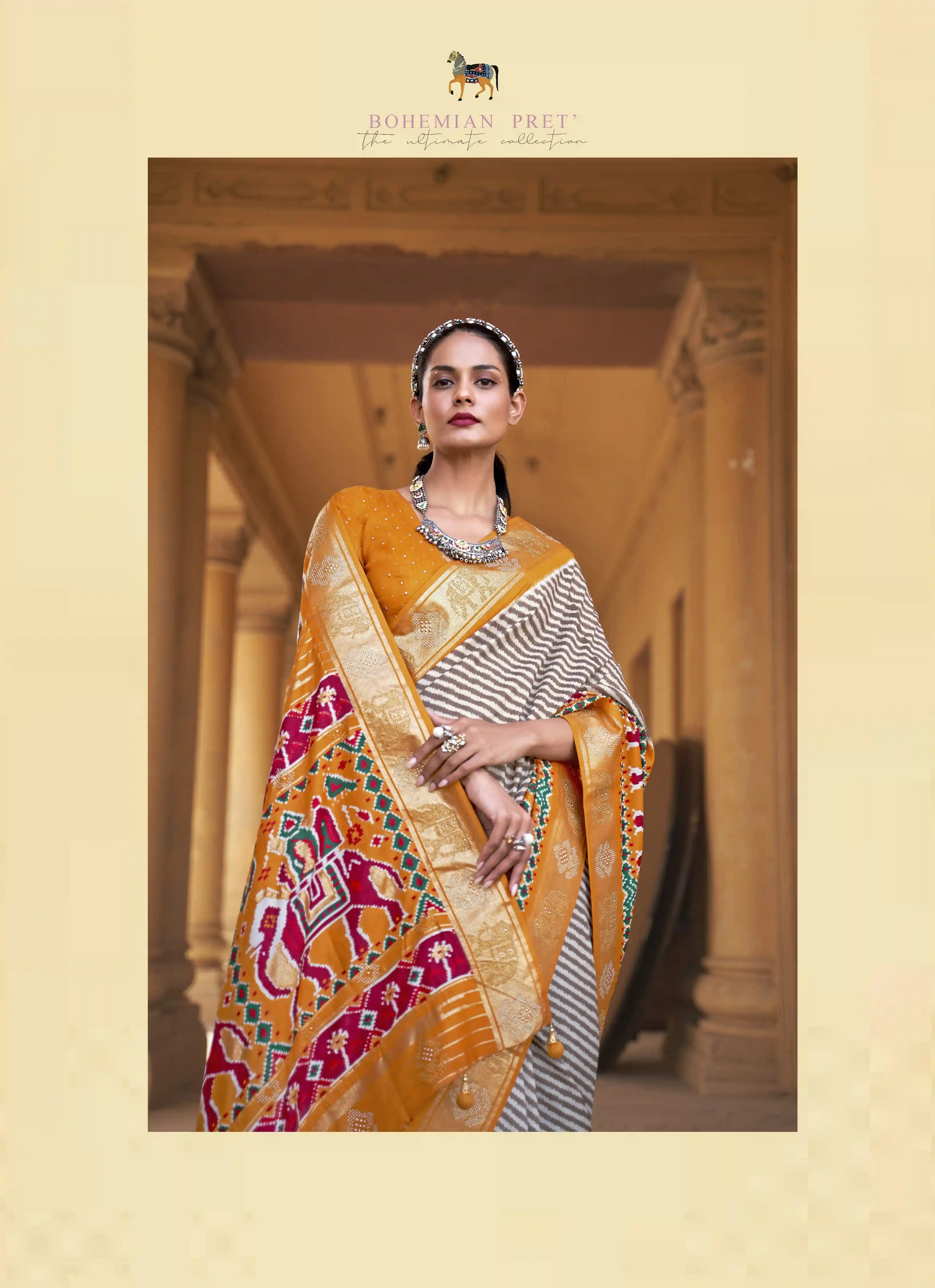 Soft Silk Patola Print Turmeric Yellow Saree