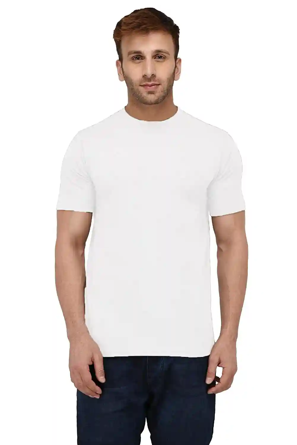 Round Neck Cotton T-Shirt - White (Small)