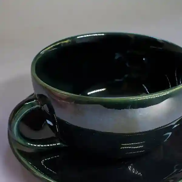 Coffee Mug With Saucer - Dark Green (Set of 1)