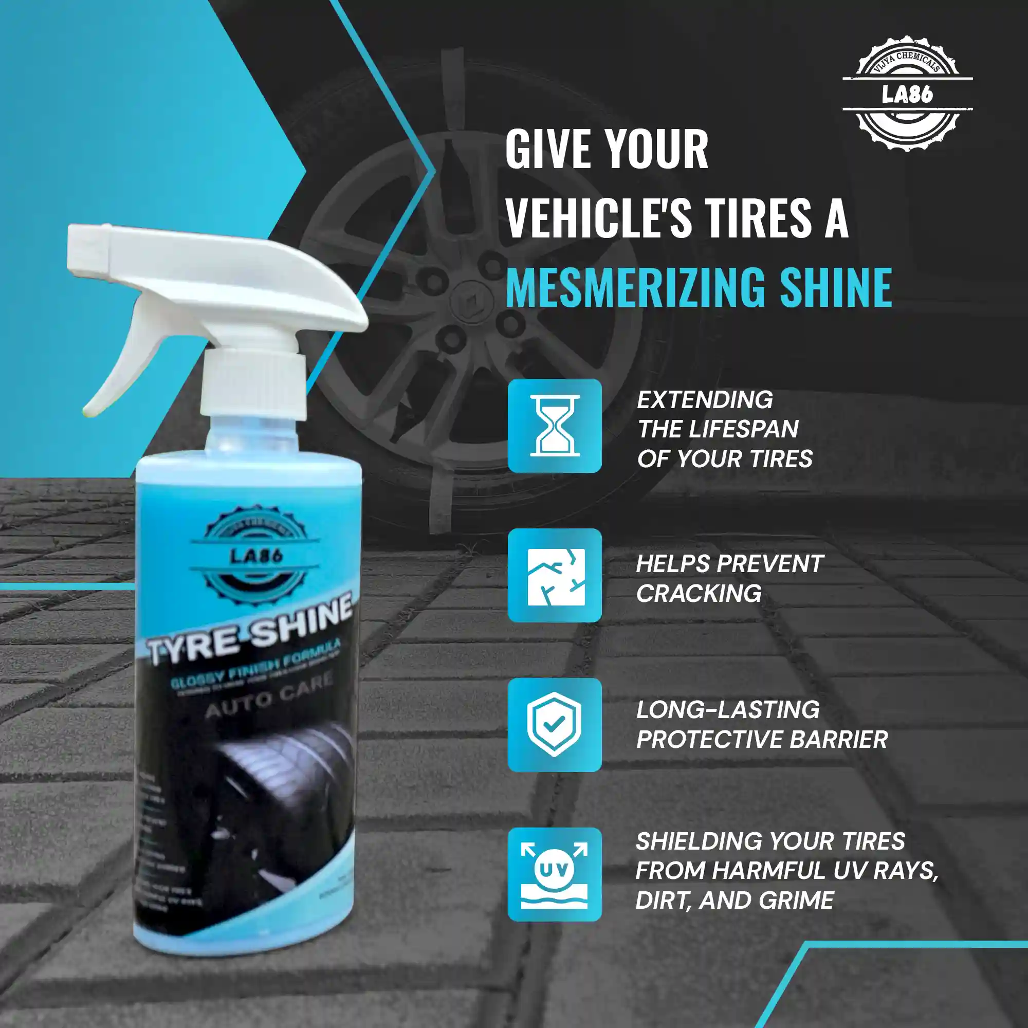 La86 Tyre Polish 200 Ml - Ultimate Car And Bike Tire Care Solution For 