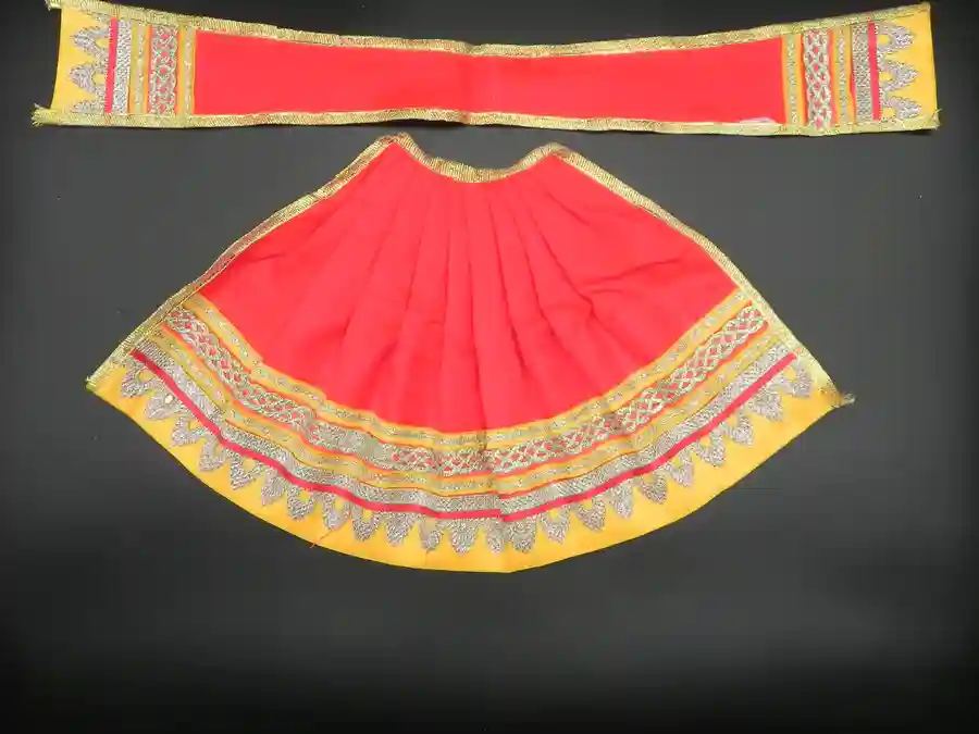 Lehenga and Patka Set with Umbrella Border - Red