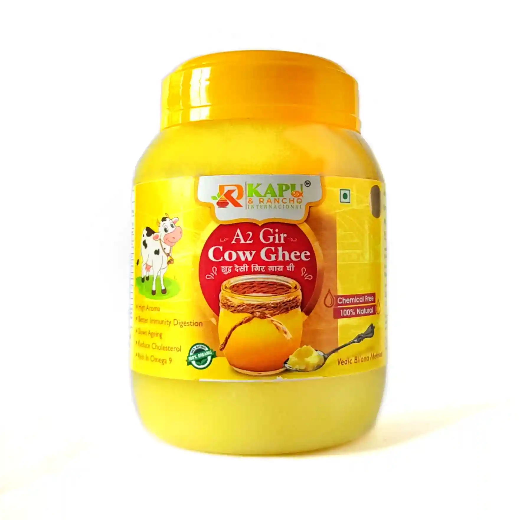 A2 Gir Cow Cultured Ghee, Vedic Bilona Two Way Hand Churned Ghee- 500Ml