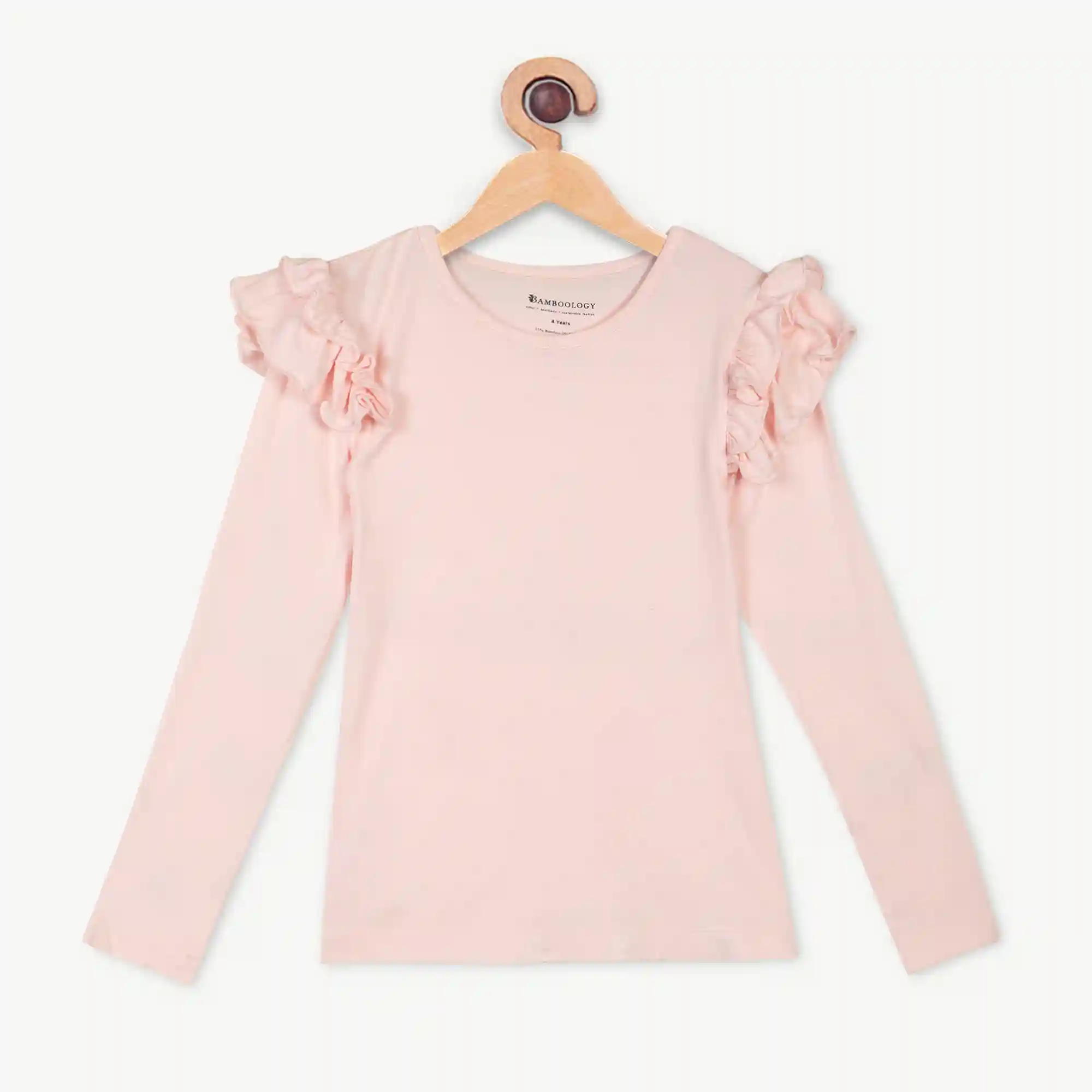 Organic Bamboo Fabric Girl's Frill Top Pink 2 Years