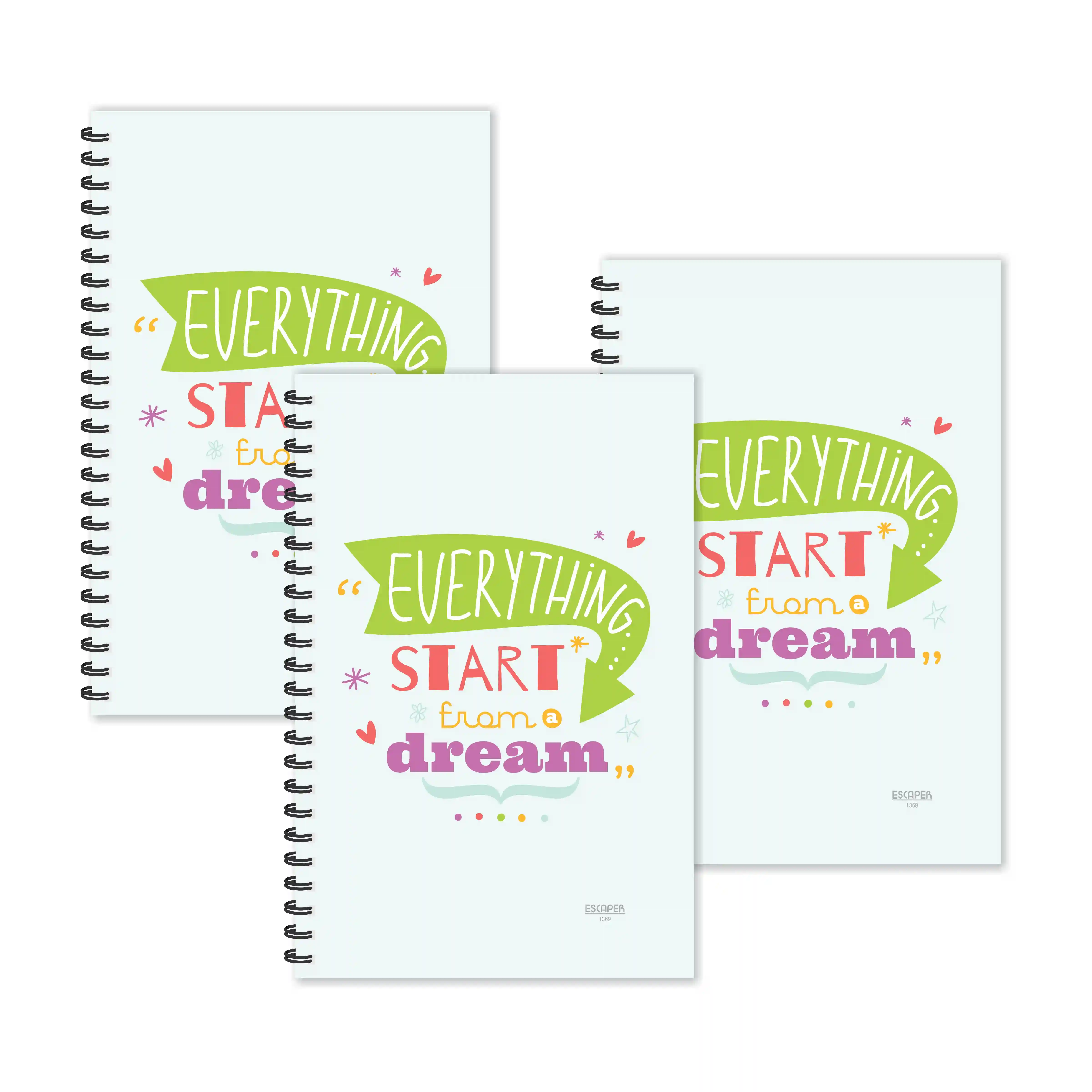 Everything Starts From Dream Motivational Ruled Diaries - Pack Of 3