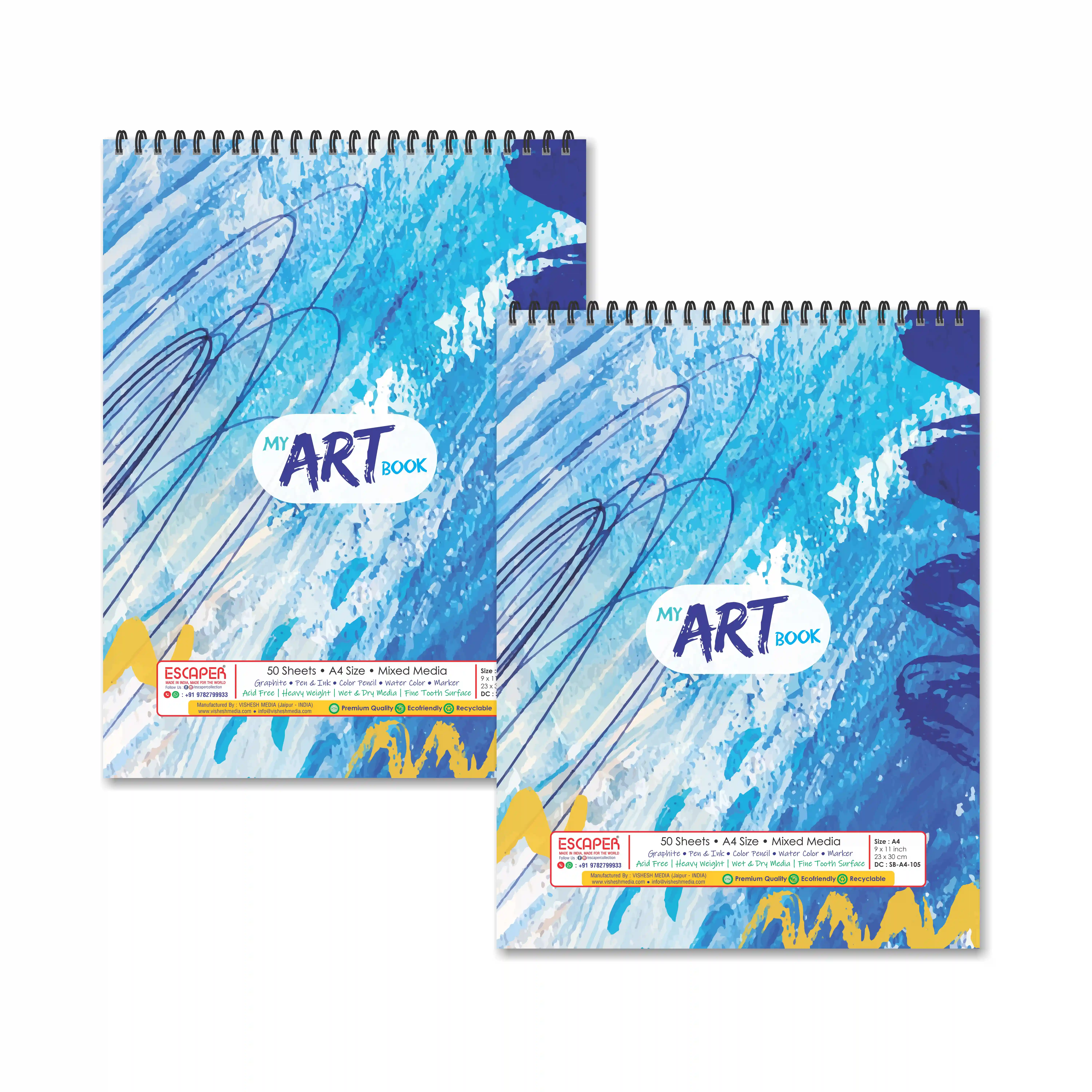 Shapes Watercolor Theme Sketchbooks For Painting - Pack Of 2