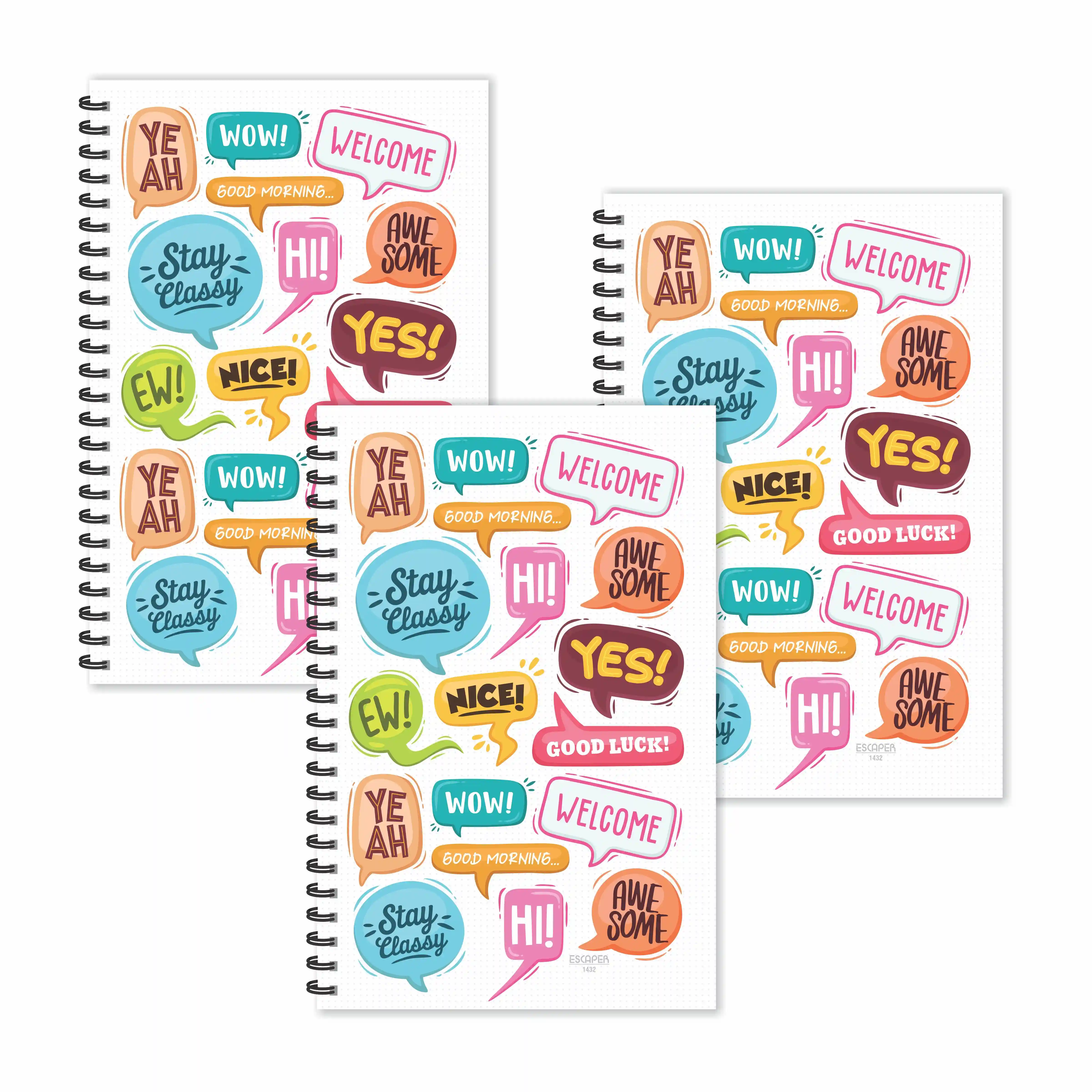 Speech Doodle Pattern Ruled Diaries - Pack Of 3