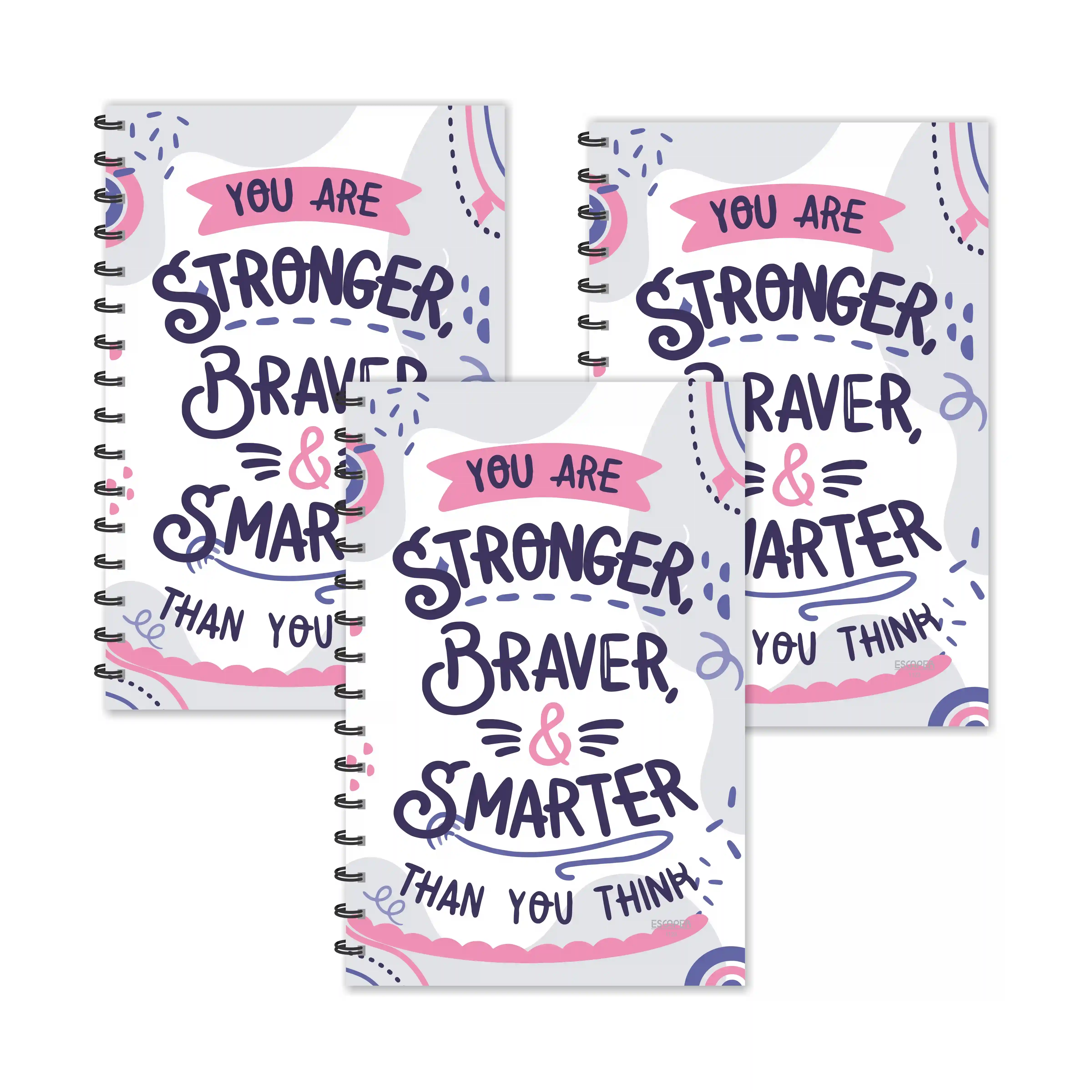 You Are Stronger, Braver & Smarter Than You Think Motivational Diaries - Pack Of 3