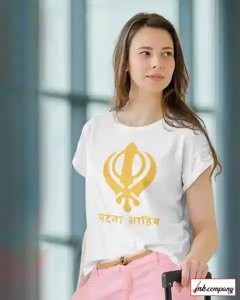 Express Your Sikh Devotion With Our Khanda Symbol Women's Tee - S