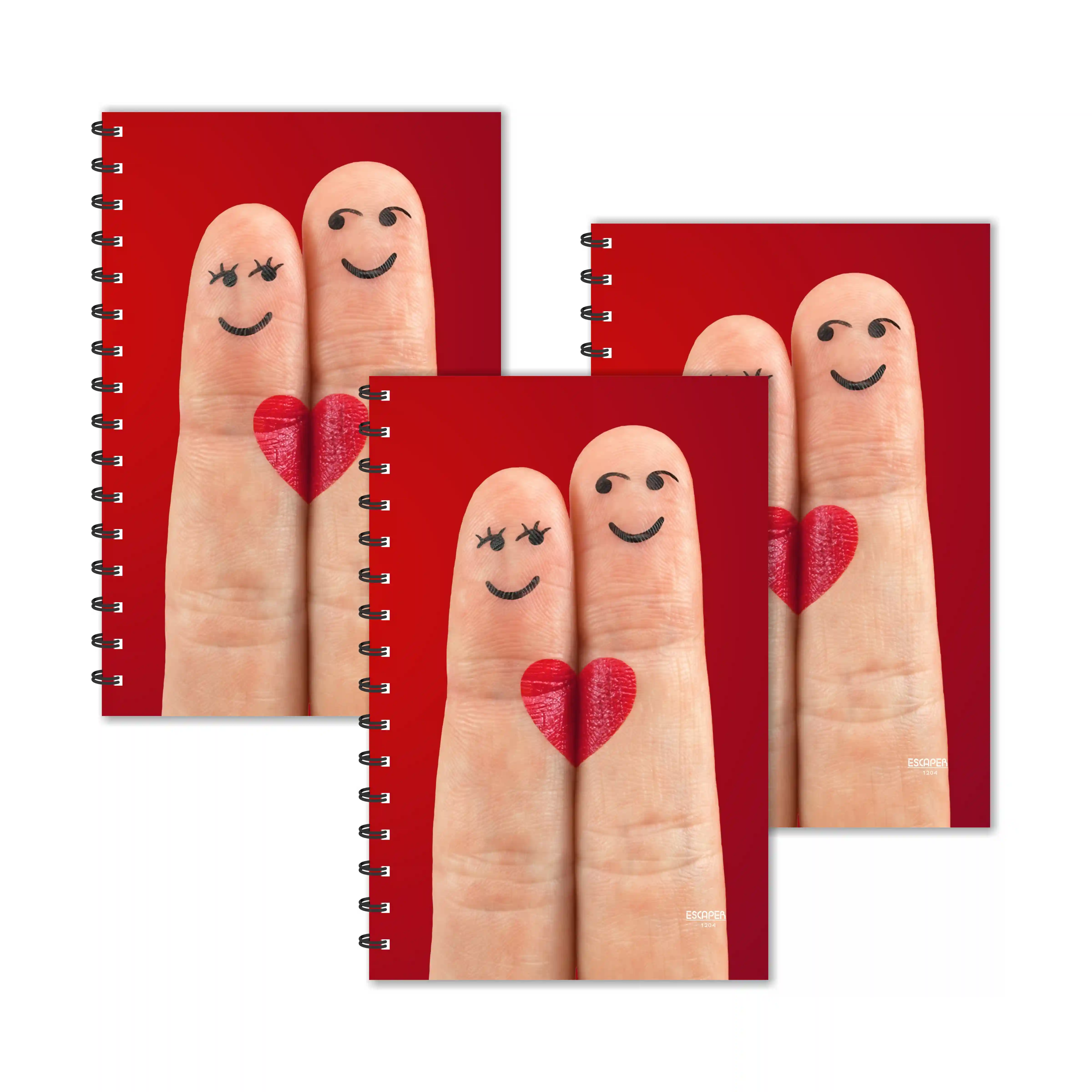 Heart Smile Fingers Ruled Diaries - Pack Of 3