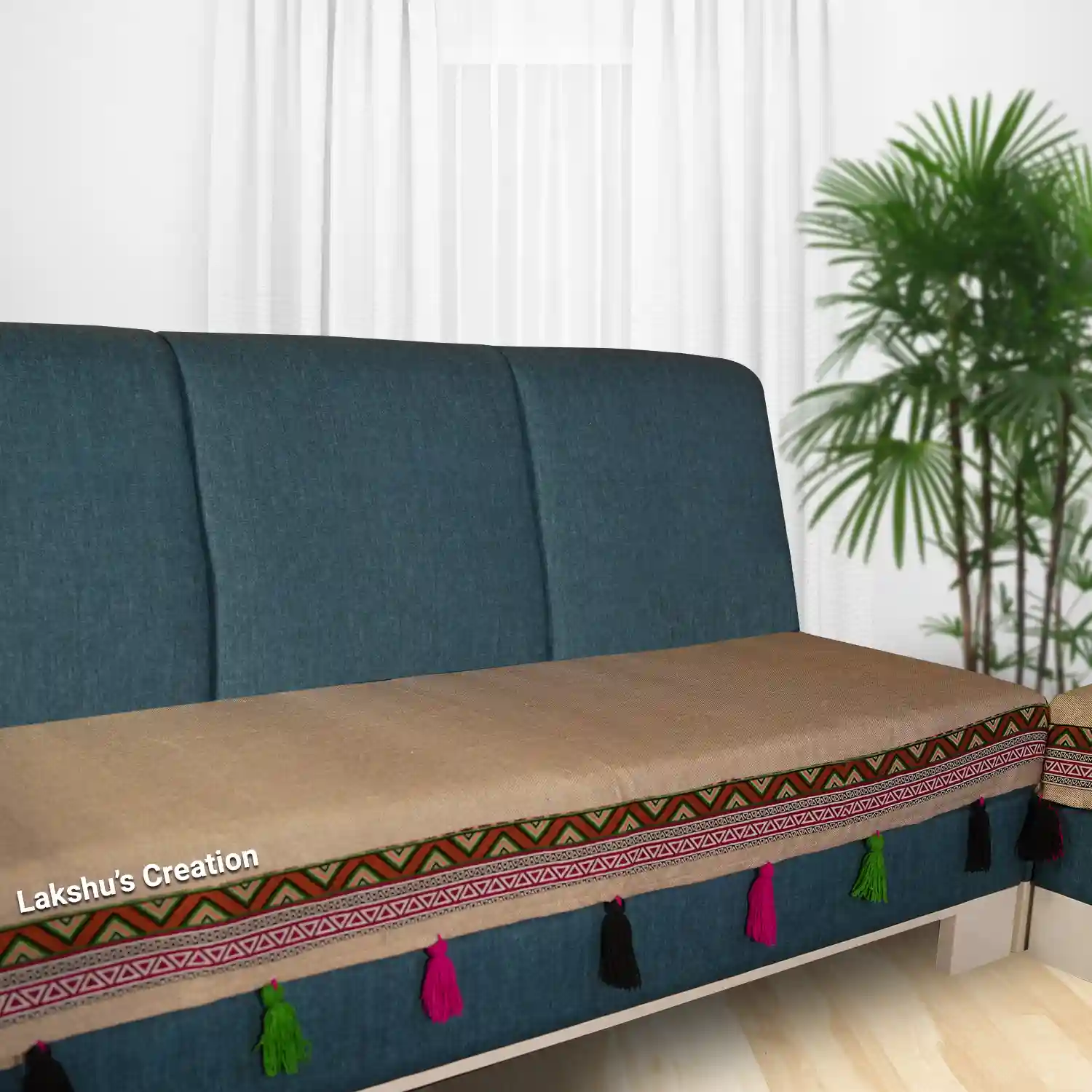 Jute Sofa Cover|Sofa Covers|Sofa Throw|Sofa Runner - Brown