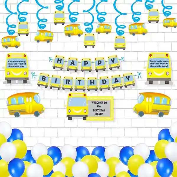 Wheels On A Bus Swirls Party Pack ( Set Of 54 Pcs)