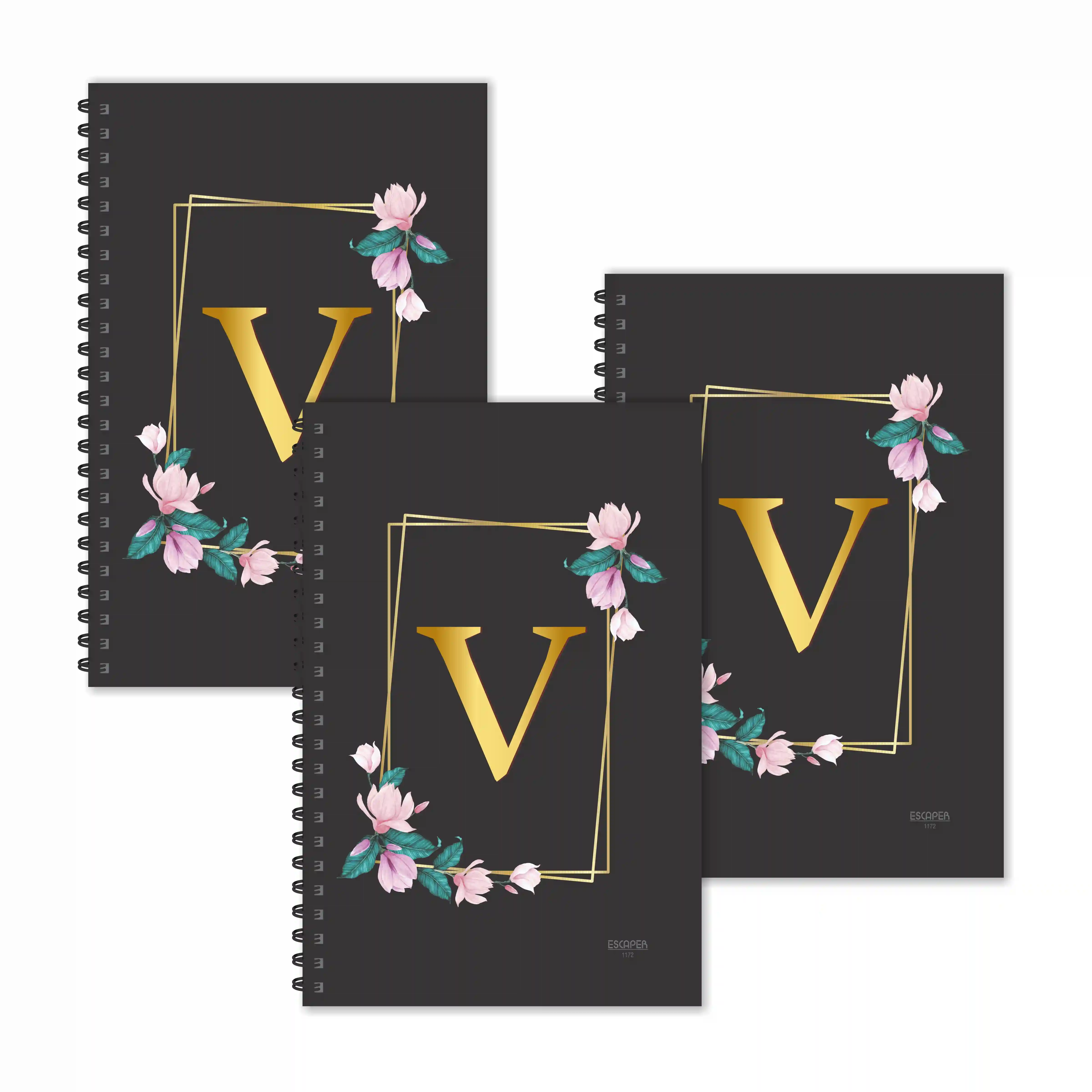 V Letter Ruled Diaries - Pack Of 3