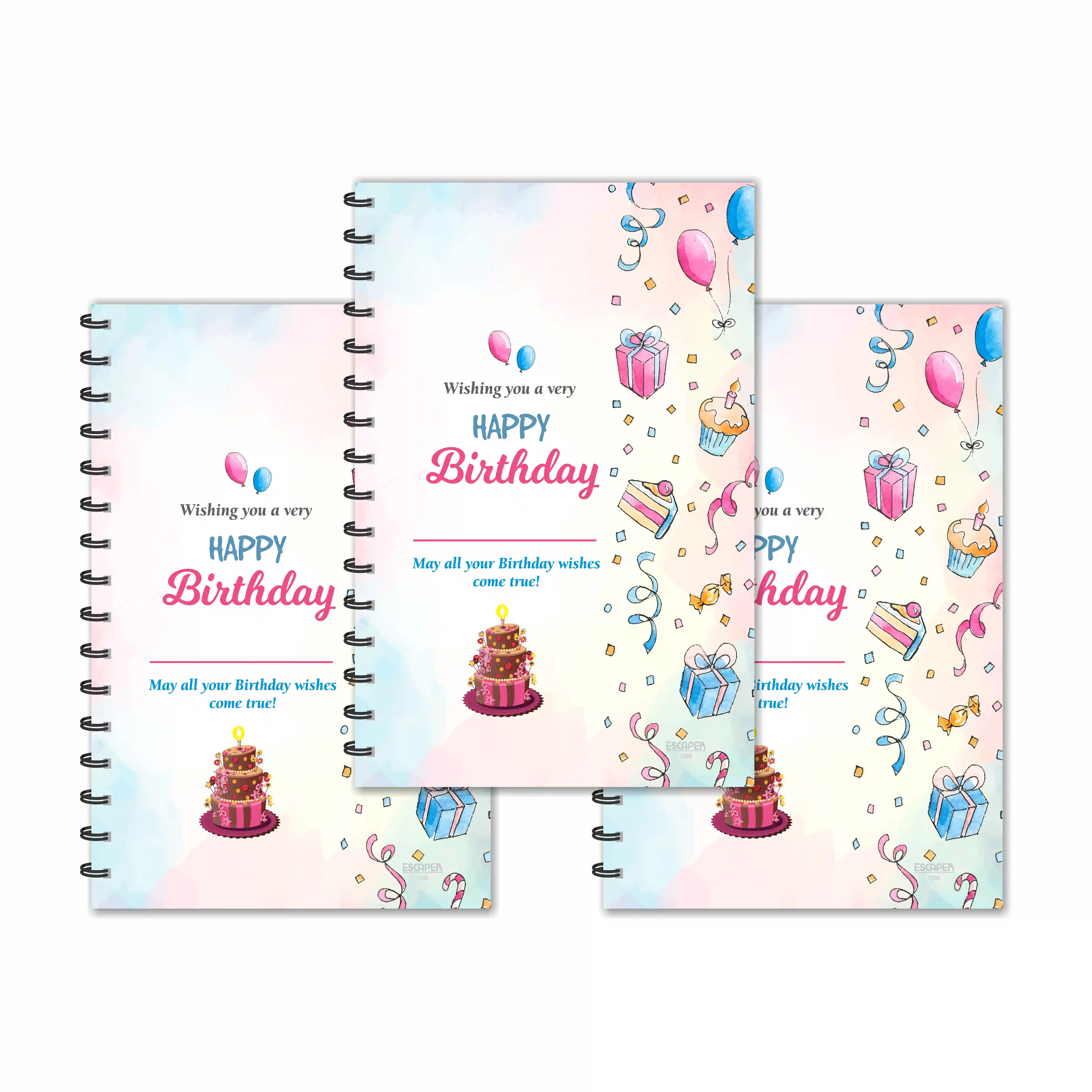 Wishing You A Happy Birthday Ruled Diaries - Pack Of 3