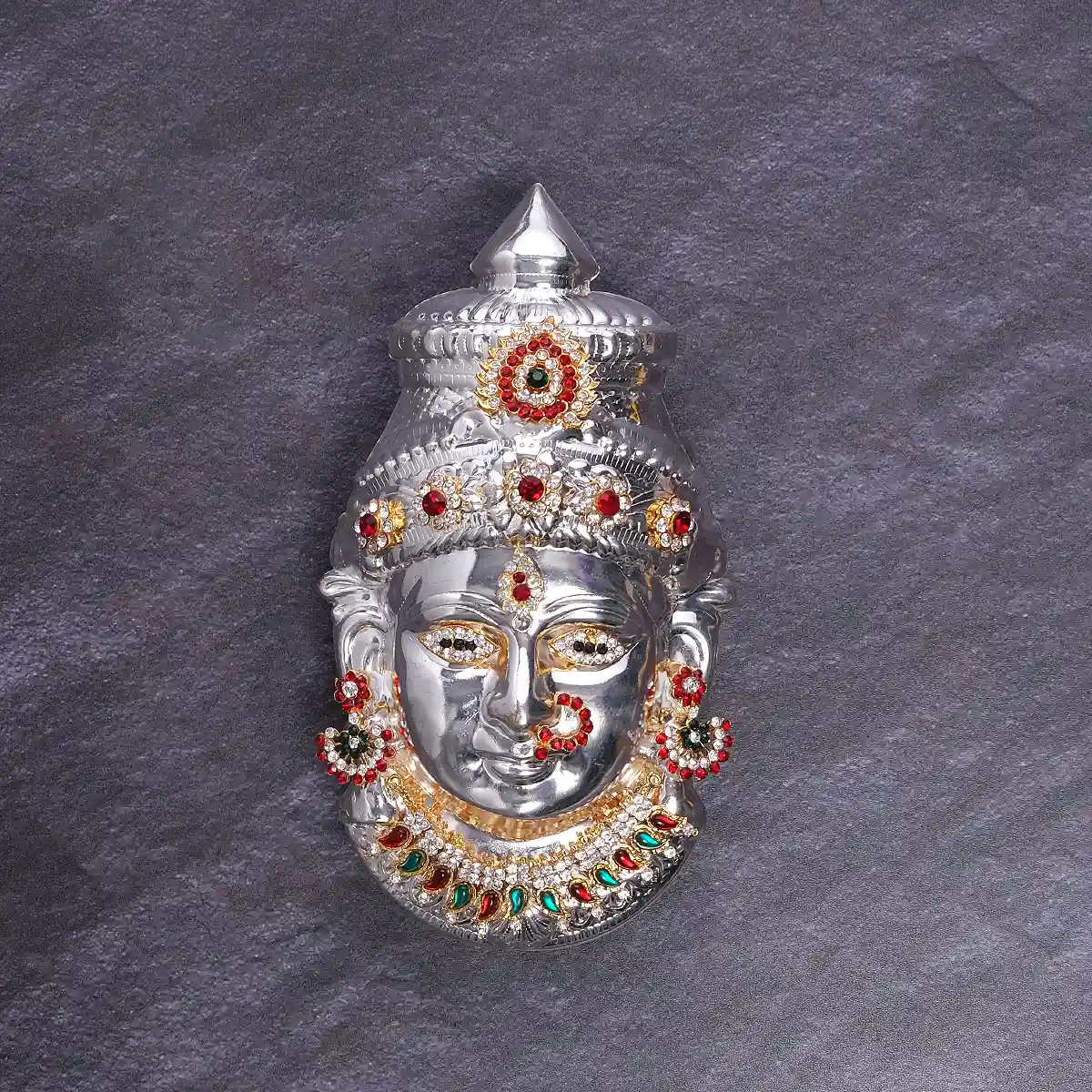 Pure White Metal Jewels Decorated Lakshmi