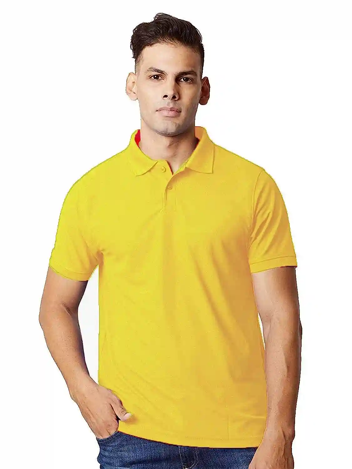 Cotton T-Shirt For Men - Yellow (Small)