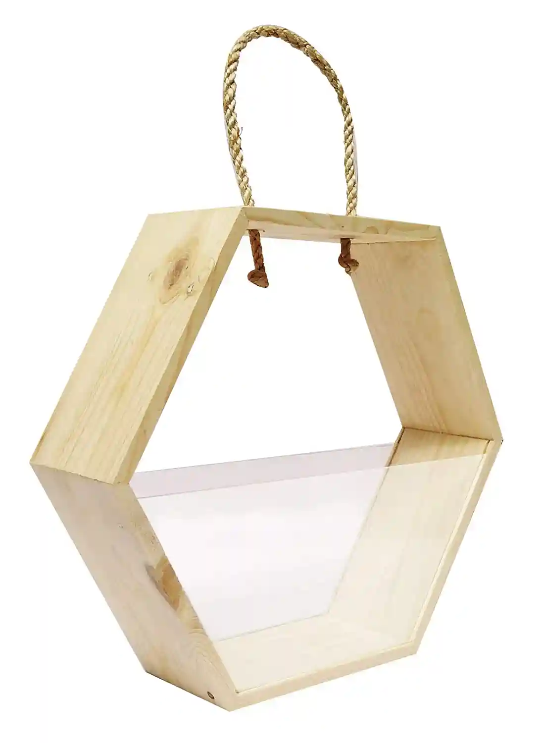 Woodcraft Original Hexagon Acrylic And Pine Wood Basket For Serving