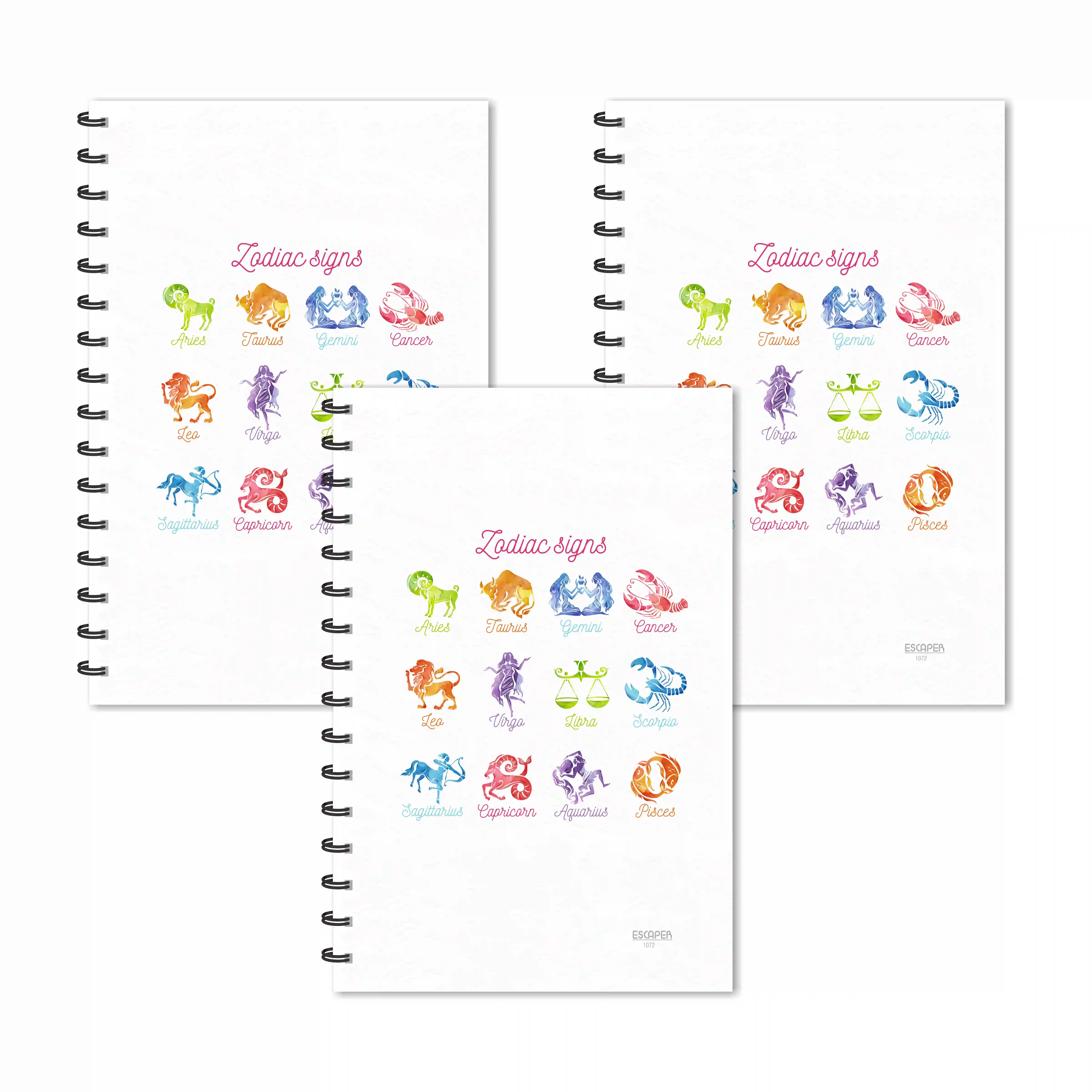 All Zodiac Signs Ruled Diaries - Pack Of 3 White