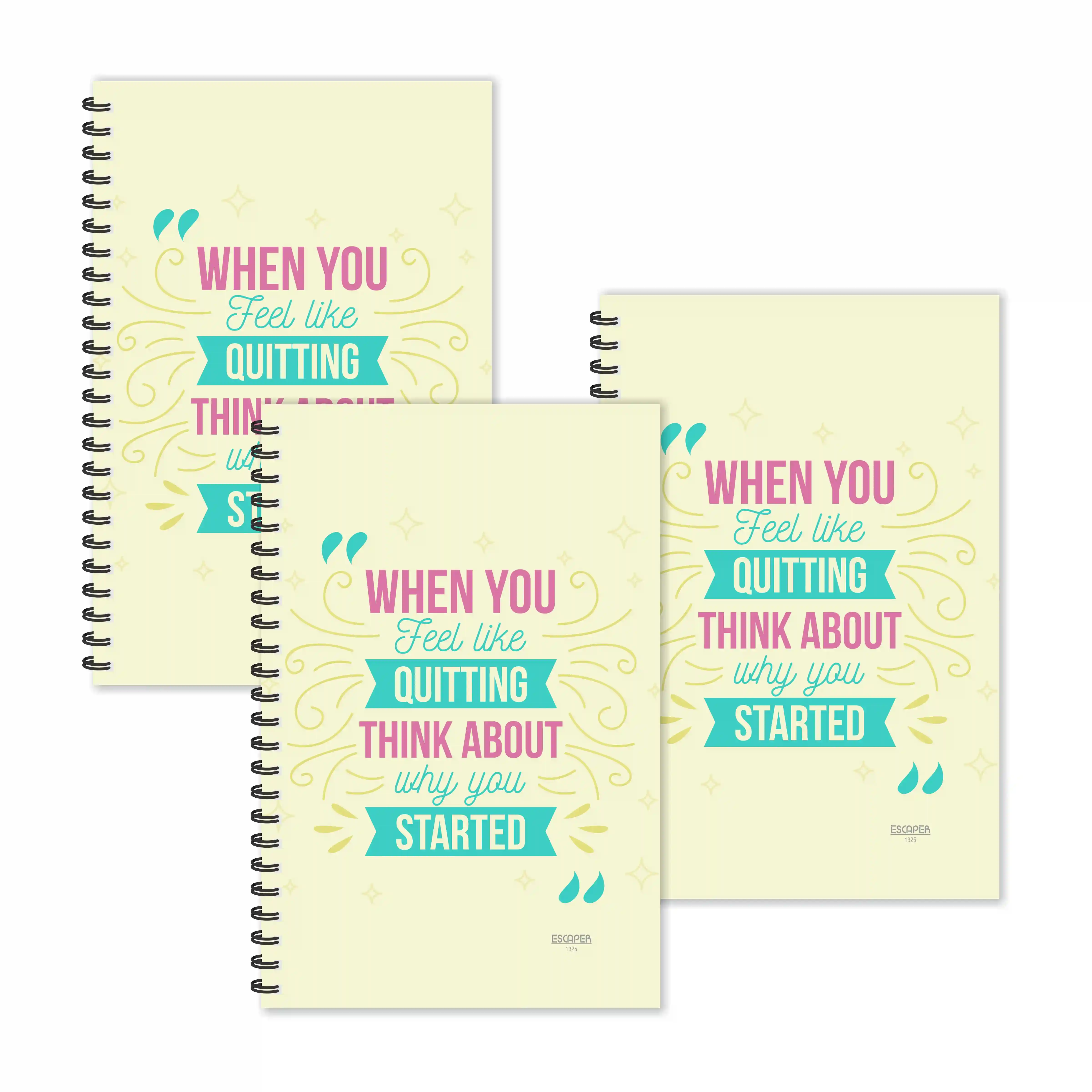 Quitting - Started Motivational Ruled Diaries - Pack Of 3