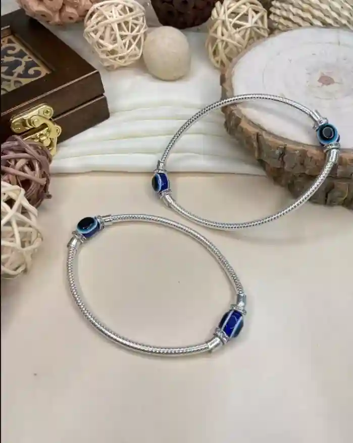 India Kada Style Elastic Evil Eye Adjustable Alloy Anklet