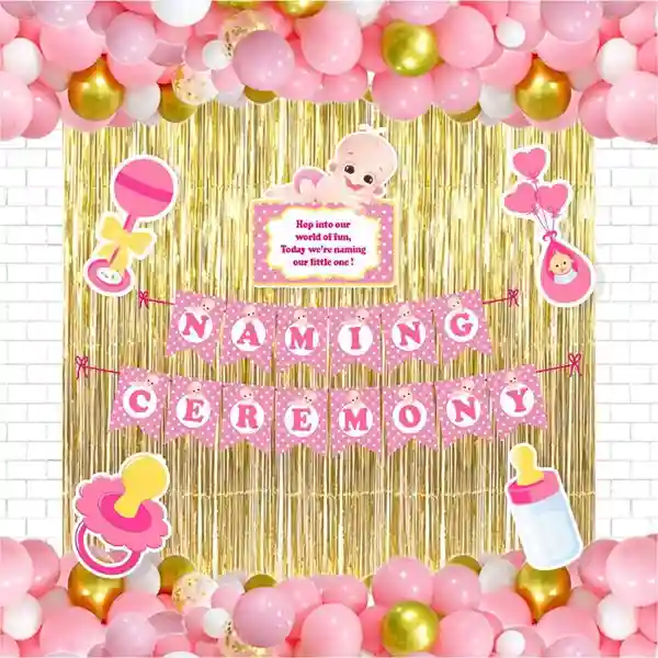 Untumble Baby Girl Naming Ceremony Foil Kit ( Pack Of 58 Pcs)