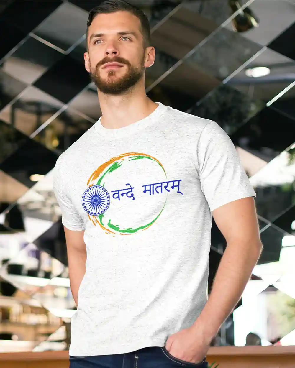 Vande Mataram Circle Tee for Men - Wear with Pride! - M