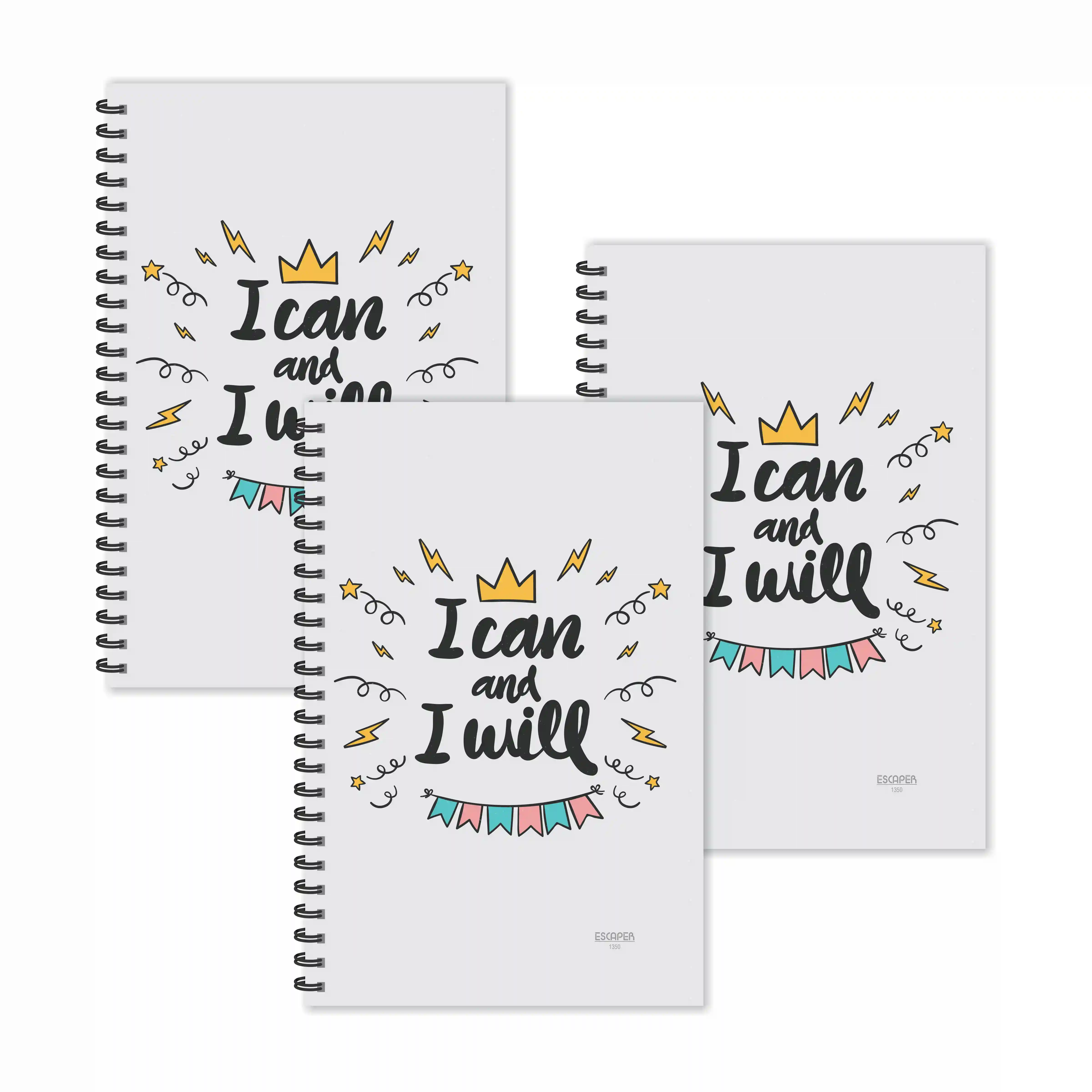 I Can & I Will Motivational Ruled Diaries - Pack Of 3