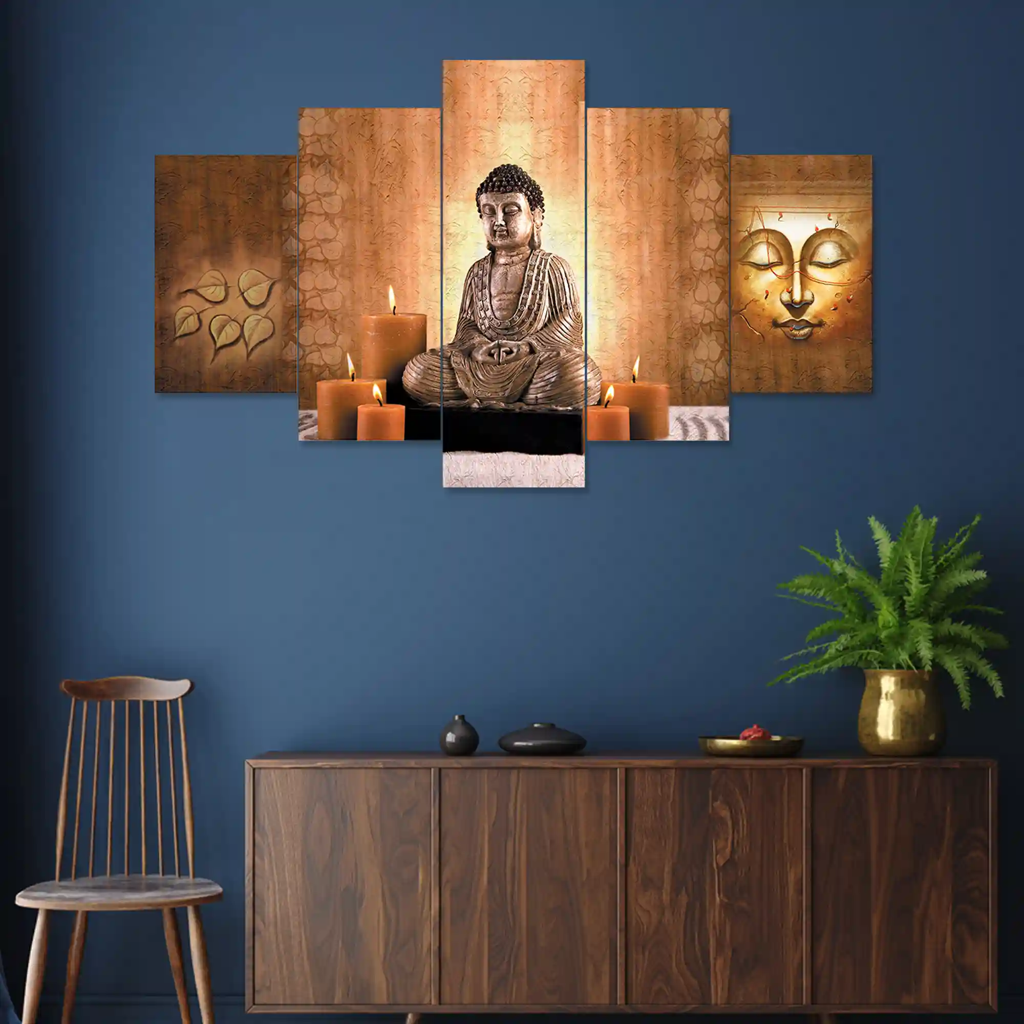 Buddha Wall Painting For Home Decoration Pack of 5- Pattern 31