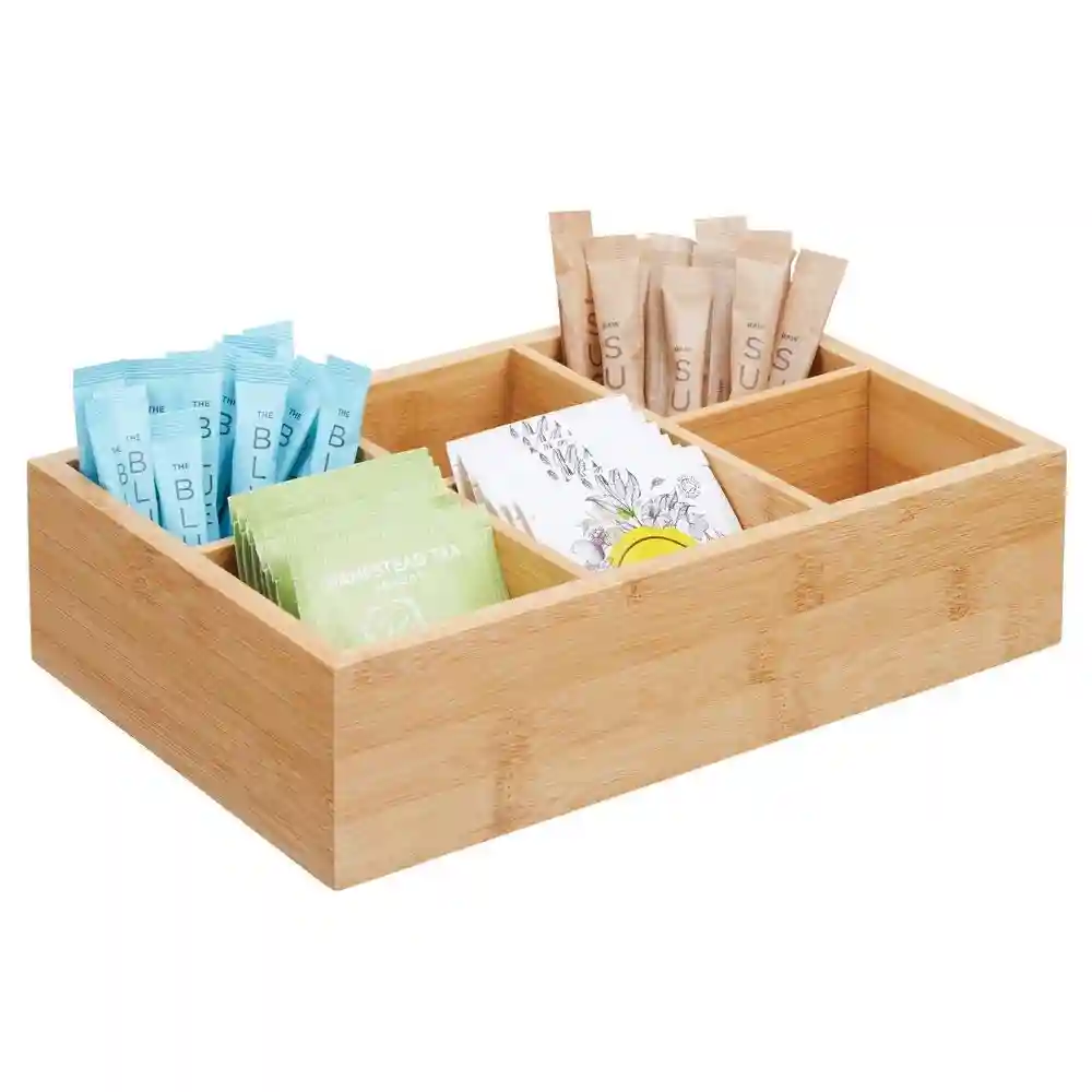 Woodcraft Original Pine Wood Tea & Food Storage Desk Organiser Bin Box