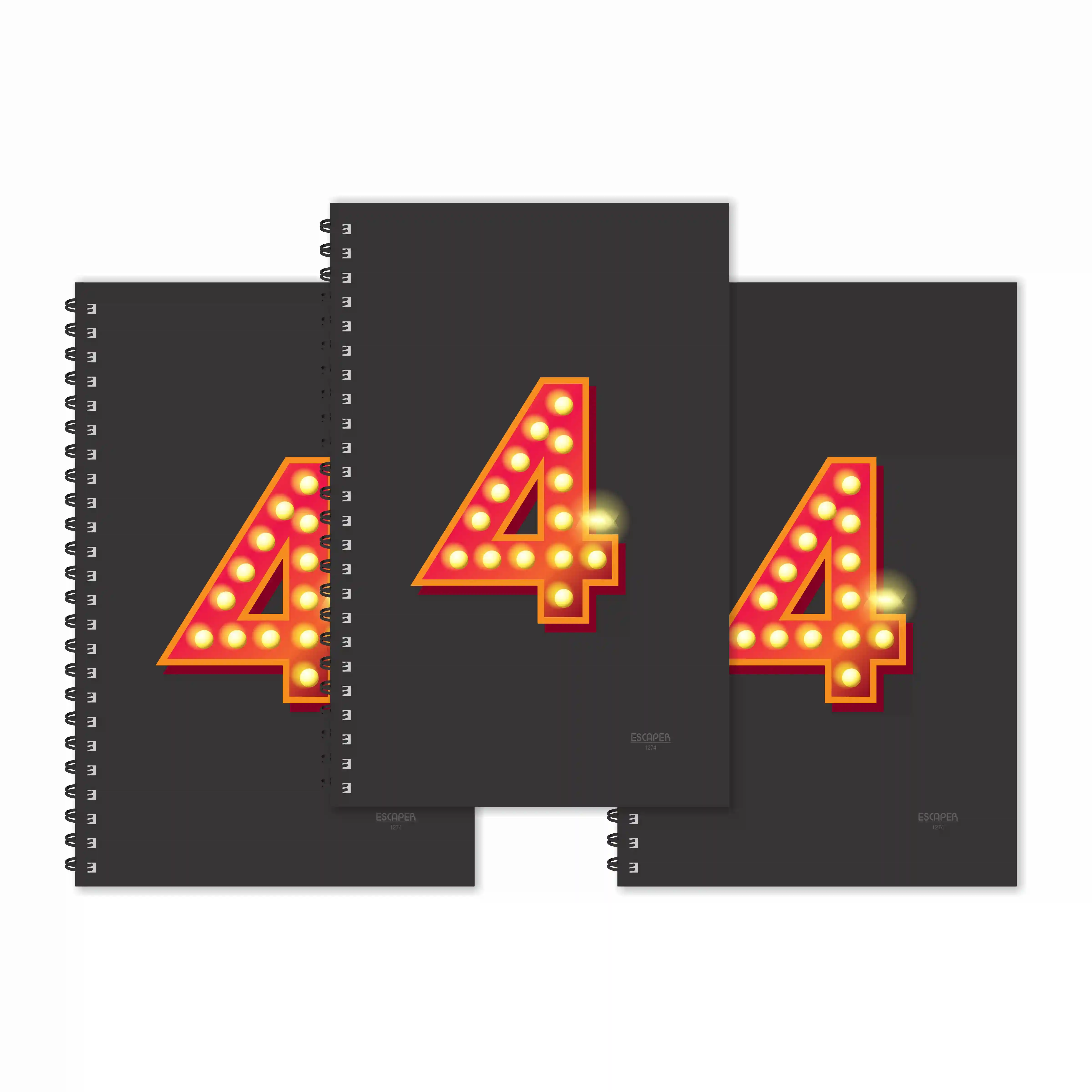 Number 4 - Numeric Ruled Diaries - Pack Of 3