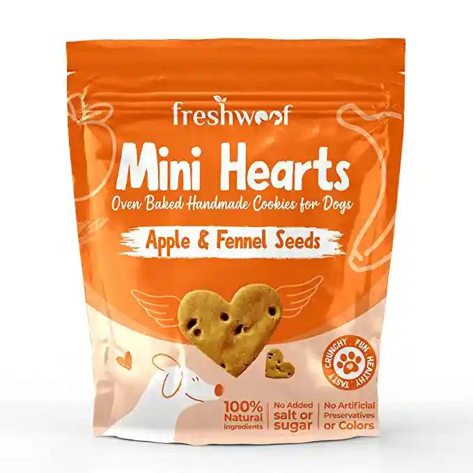 Mini Hearts Handmade Cookies for Dogs - Apple & Fennel Seeds ,Set of 2