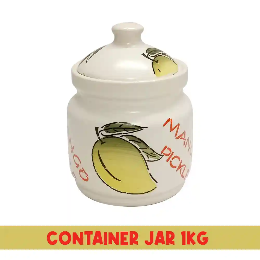 Ceramic Mango Design Multi-Use Storage Jar With Lid - Set Of 1