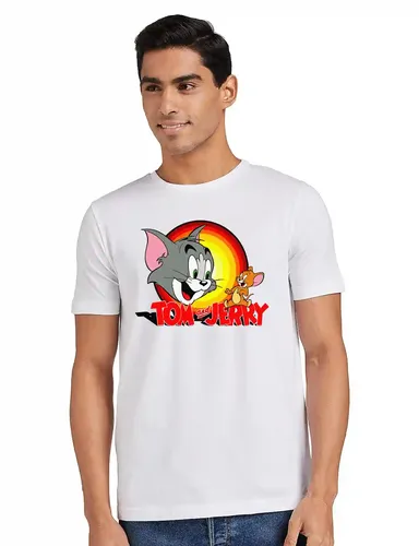 Tom & Jerry Cotton Blend White T Shirt