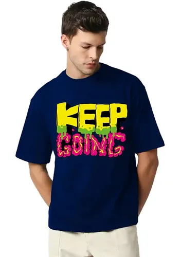 Keep Going Cotton Blend Oversized Royal Blue T Shirt