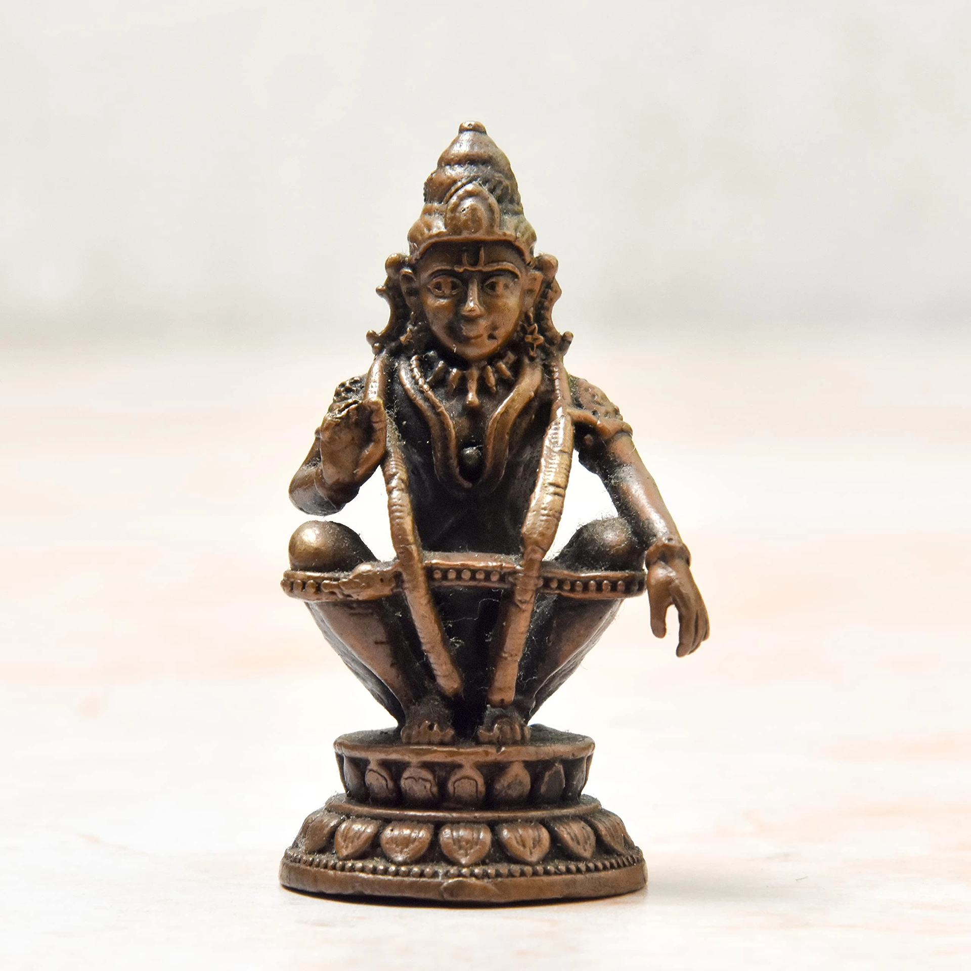 Handmade Copper Ayyappa Swamy Idol 70 Grams 2.25 inches Patina Antique ...